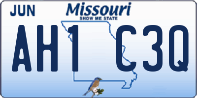 MO license plate AH1C3Q