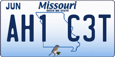 MO license plate AH1C3T