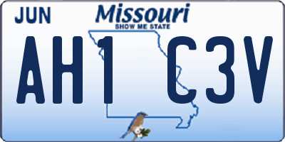 MO license plate AH1C3V