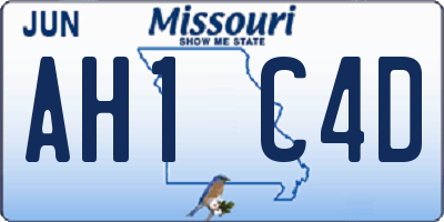 MO license plate AH1C4D