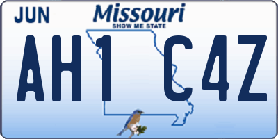 MO license plate AH1C4Z