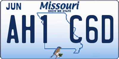 MO license plate AH1C6D