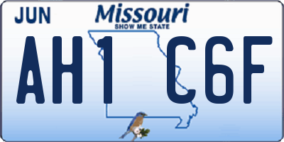 MO license plate AH1C6F