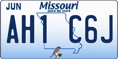 MO license plate AH1C6J