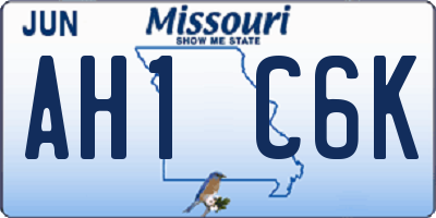 MO license plate AH1C6K