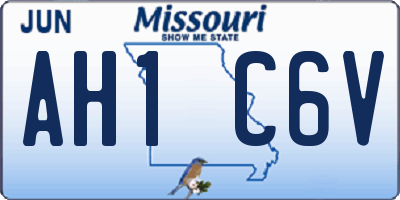 MO license plate AH1C6V