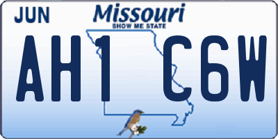 MO license plate AH1C6W