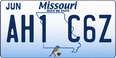 MO license plate AH1C6Z