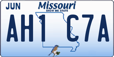 MO license plate AH1C7A