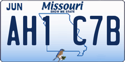 MO license plate AH1C7B