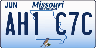 MO license plate AH1C7C