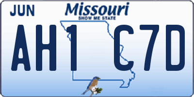 MO license plate AH1C7D