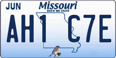 MO license plate AH1C7E