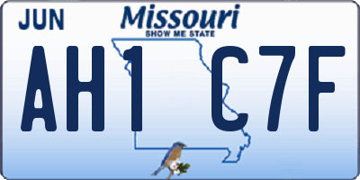 MO license plate AH1C7F