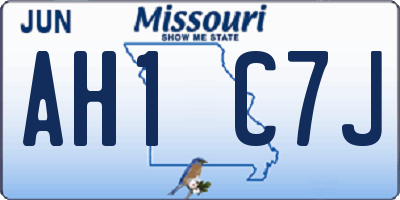 MO license plate AH1C7J