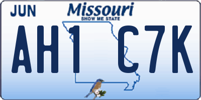 MO license plate AH1C7K