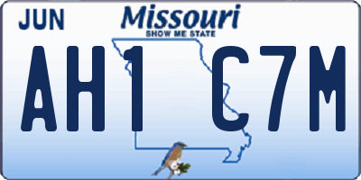 MO license plate AH1C7M