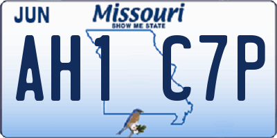 MO license plate AH1C7P