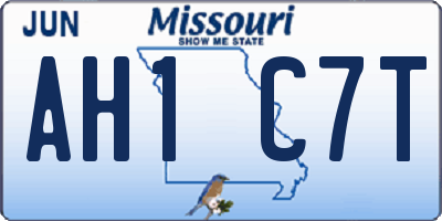 MO license plate AH1C7T