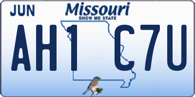 MO license plate AH1C7U