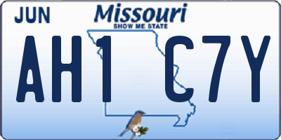 MO license plate AH1C7Y