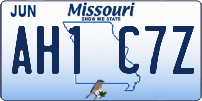 MO license plate AH1C7Z