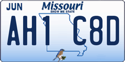 MO license plate AH1C8D