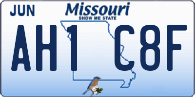 MO license plate AH1C8F