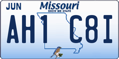 MO license plate AH1C8I