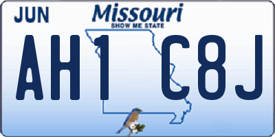 MO license plate AH1C8J