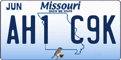 MO license plate AH1C9K
