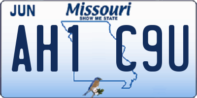 MO license plate AH1C9U
