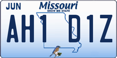 MO license plate AH1D1Z