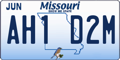MO license plate AH1D2M