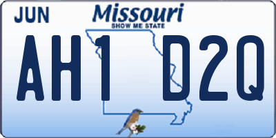 MO license plate AH1D2Q