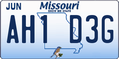 MO license plate AH1D3G