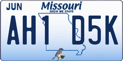 MO license plate AH1D5K