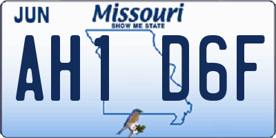 MO license plate AH1D6F