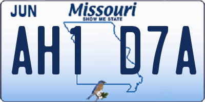 MO license plate AH1D7A