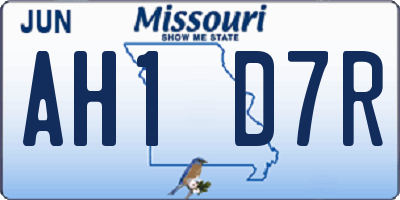 MO license plate AH1D7R