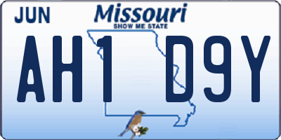 MO license plate AH1D9Y