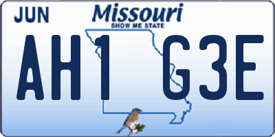 MO license plate AH1G3E