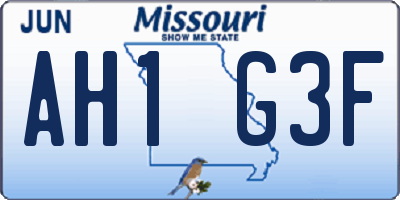 MO license plate AH1G3F