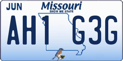 MO license plate AH1G3G