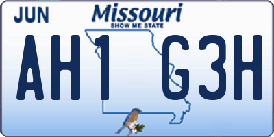 MO license plate AH1G3H