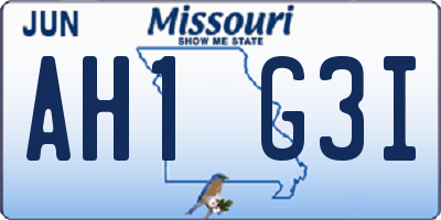 MO license plate AH1G3I