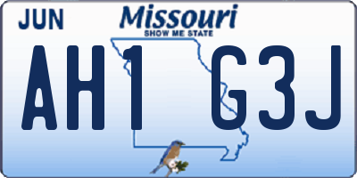 MO license plate AH1G3J