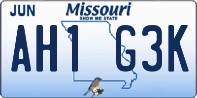 MO license plate AH1G3K