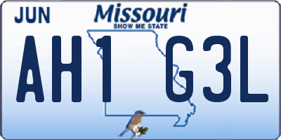 MO license plate AH1G3L