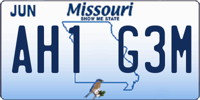 MO license plate AH1G3M